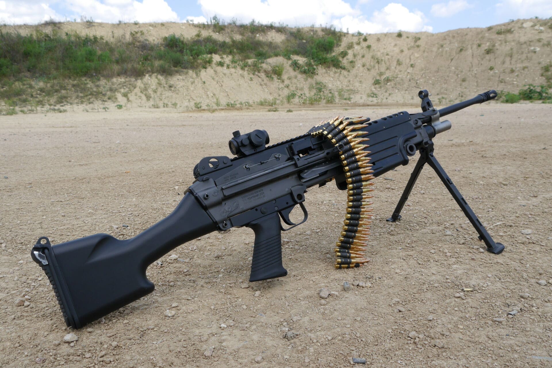 M249 SAW – Belt-Fed Machine Gun add-on experience at Adrenaline Mountain Las Vegas shooting range