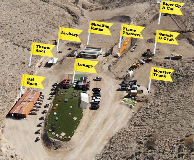 Adrenaline Mountain park map showing all adventure areas and experiences