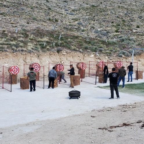 Axe throwing at Adrenaline Mountain